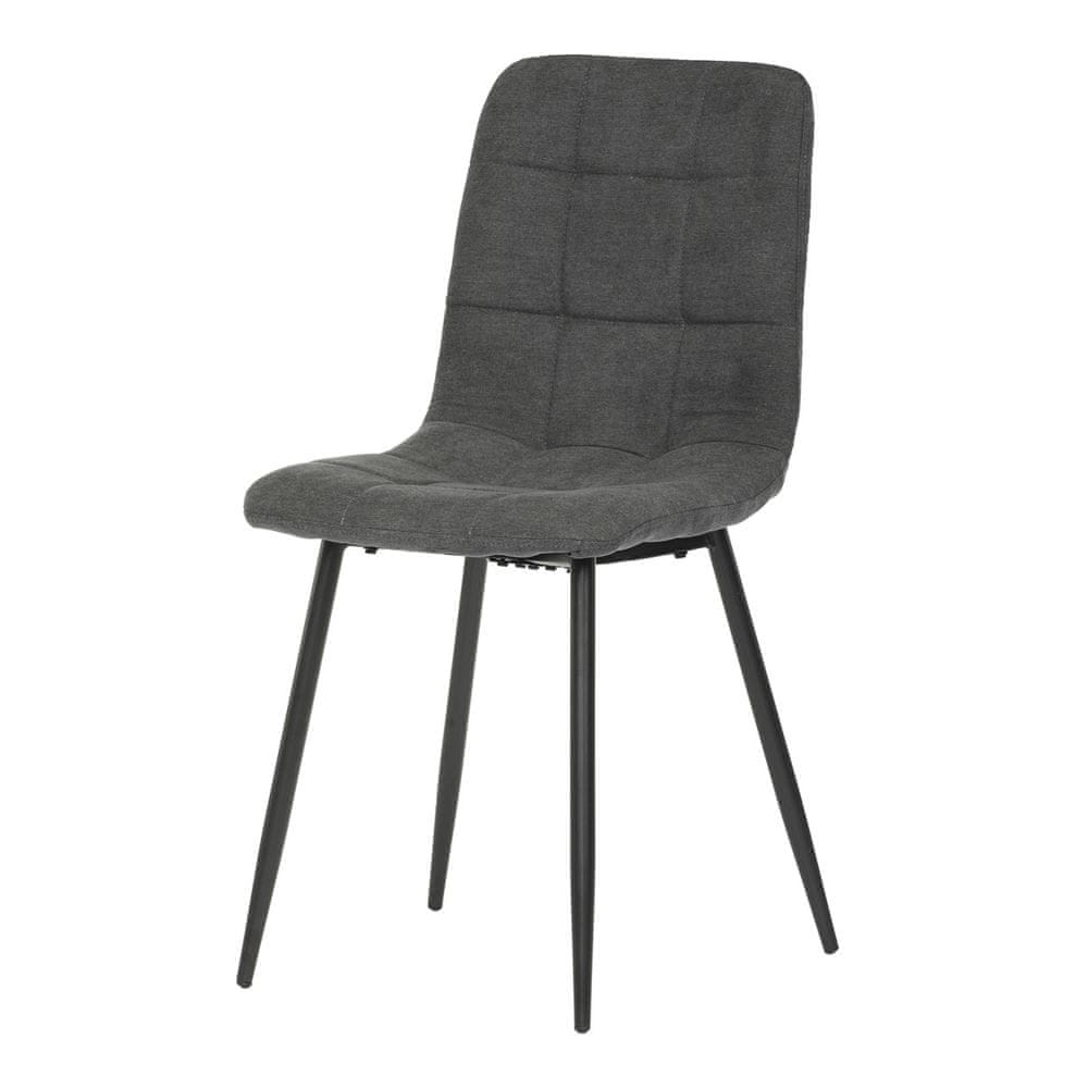 Autronic Jedálenská stolička, poťah sivá látka, kovová štvornohá podnož, čierny mat CT-281 GREY2